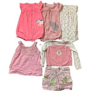 H&M | Carter’s Bundle of Clothes Baby Girl 12M 18M Pink White Rompers Skorts Tee